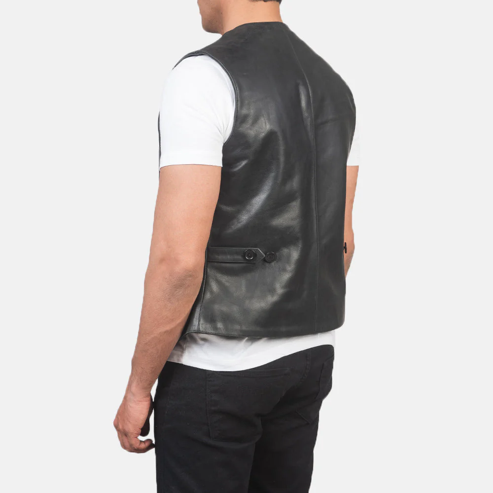 Brandon Black Leather Vest - Image 4