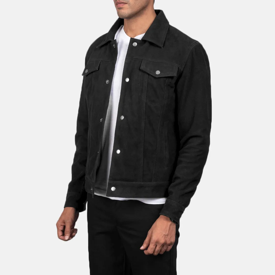 Stallon Black Suede Trucker Jacket - Image 3