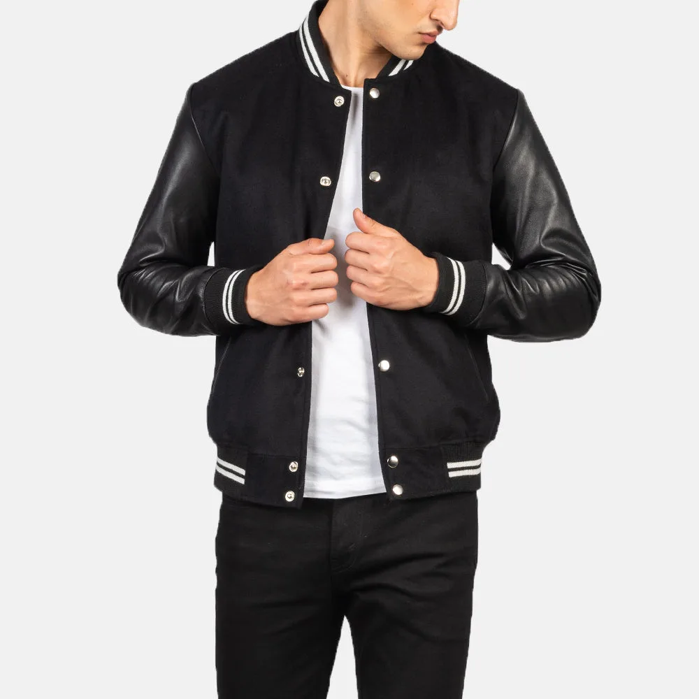 Vaxton Black Hybrid Varsity Jacket - Image 4