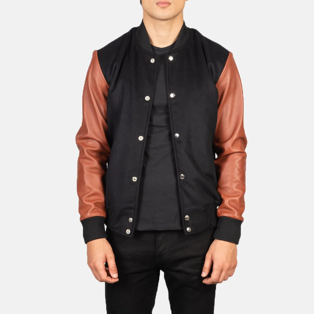 Vaxton Black Hybrid Varsity Jacket - Image 3
