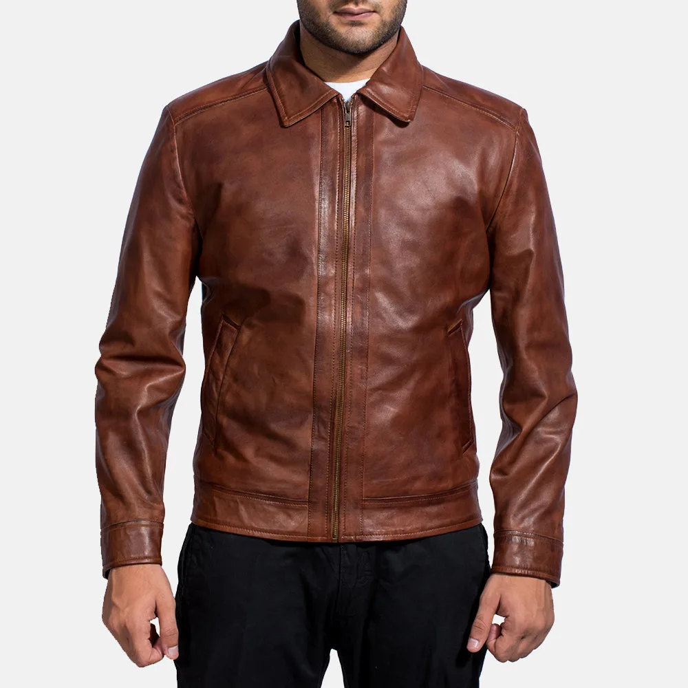 Inferno Brown Leather Jacket - Image 3