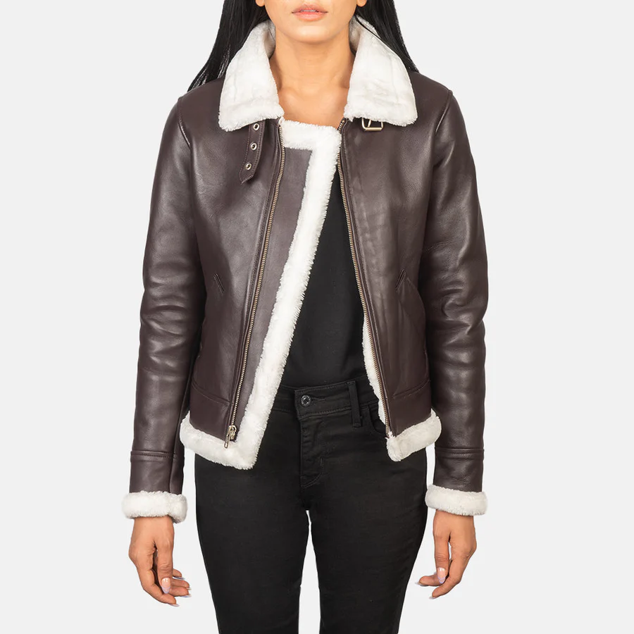 Sherilyn B-3 Distressed Black Leather Bomber Jacket - Image 6