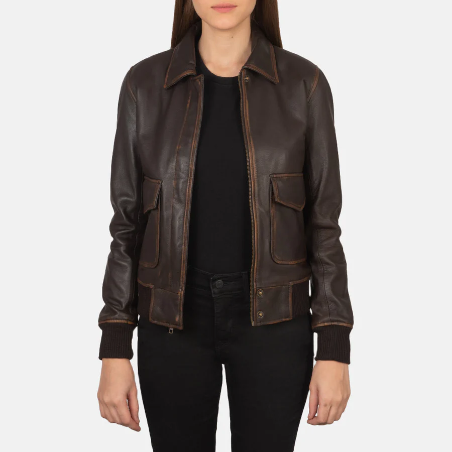 Westa A-2 Black Leather Bomber Jacket - Image 3